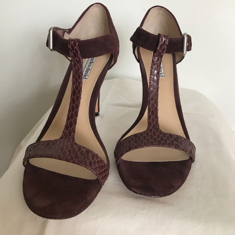 T-strap high heel sandals